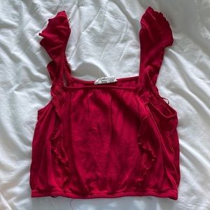 Red ruffle tank top